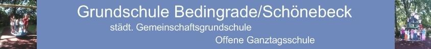 Banner der Grundschule Bedingrade/Schönebeck mit Logo und Informationen zur offenen Ganztagsschule.