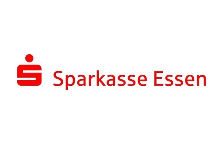 Logo der Sparkasse Essen mit rotem Symbol und Text auf wei&szlig;em Hintergrund.