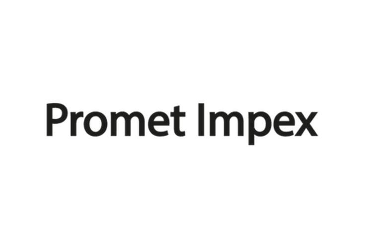 Schriftzug &bdquo;Promet Impex&ldquo; in fetter, schwarzer Schrift auf hellem Hintergrund.
